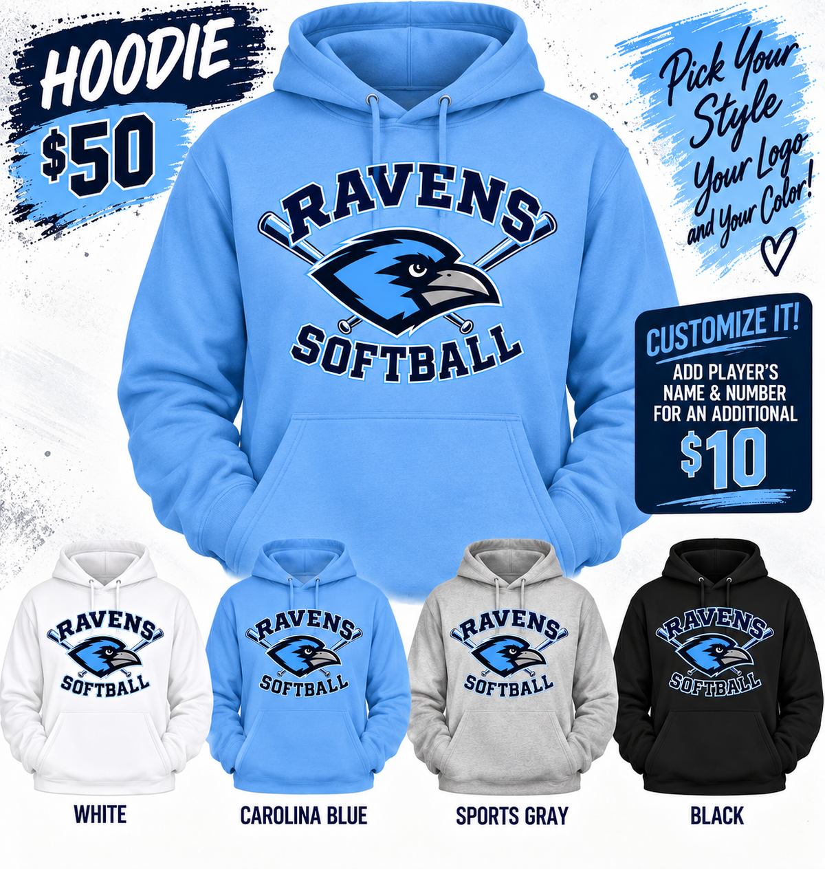 Ravens STATE Softball Hooded Sweatshirt